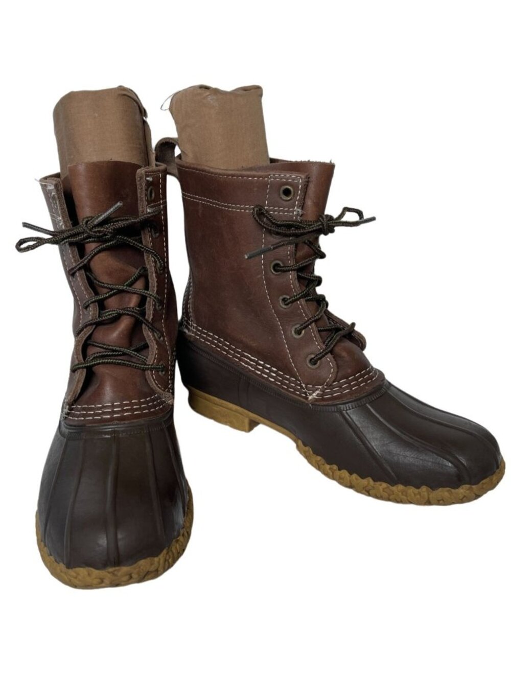 Vintage L.L. BEAN Brown Leather & Rubber Duck Bean Boots Men's 4M - USA Made